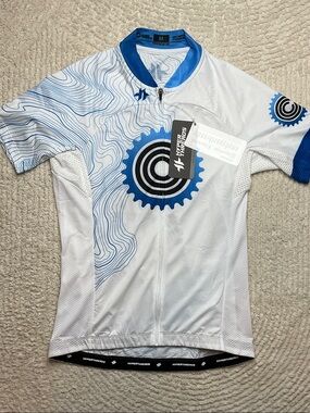 Hyper Threads Continental White & Blue Women's Cycling Jersey Size Medium